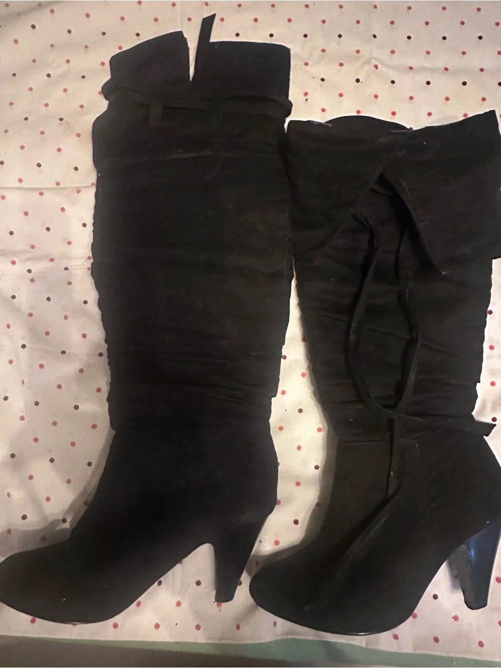 Not Rated Black Over-the-Knee Suede Boots with Fold-Over Cuff